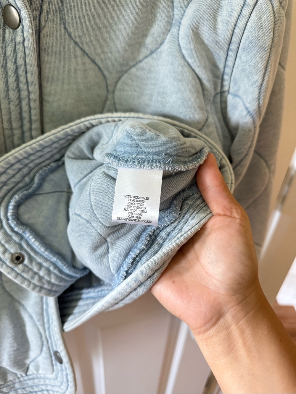Z Supply Light Blue Quilted Bomber Jacket - Picture 7 of 7